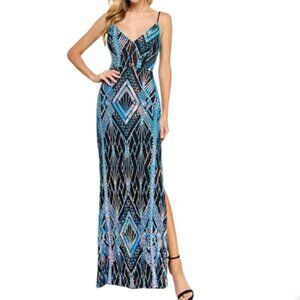 Emerald Sundae Sequin-Design Side-Slit Gown Size M - NWT